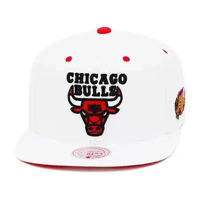 Mitchell & Ness Chicago Bulls Snapback Hat Cap White/NBA Finals 1998 Side Patch • $38.90