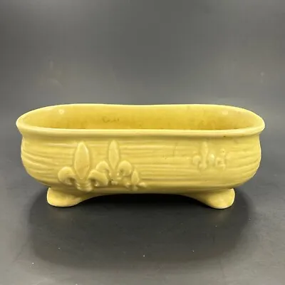 Vtg McCoy Pottery Fleur De Lis Planter Vase In Golden Amber Yellow • $29.95