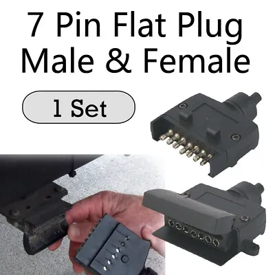 $14.99 • Buy 7 Pin Flat Male To 7 Pin Flat Female Rectangle Trailer Plug Caravan Trailer