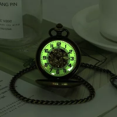 Mens Vintage Mechanical Pocket Watch Luminous Full Hunter Skeleton Design Windup • $15.90