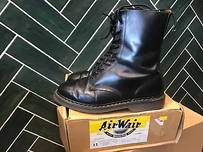 Dr Martens Vintage Made In England 1490 Black Leather 10 Hole Boots UK Size 11 • £134.99