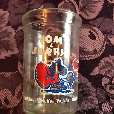 Welches 4 Oz Jelly Jar Glass Tom And Jerry Football 1991 • $6.99