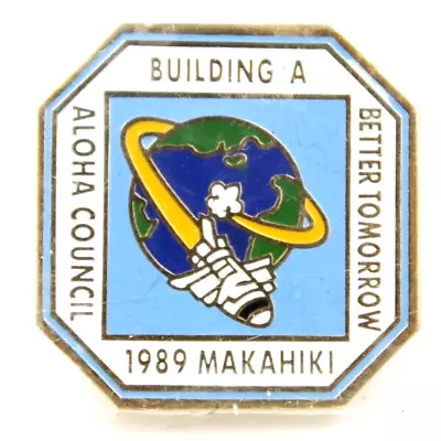 1989 Makahiki Alohoa Council Hat Lapel Pin Hawaii Space Ship Shuttle Boy Scouts • $15