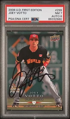 2008 Upper Deck 299 Joey Votto Signed Rookie Card Autograph RC Auto PSA 1/1 • $150