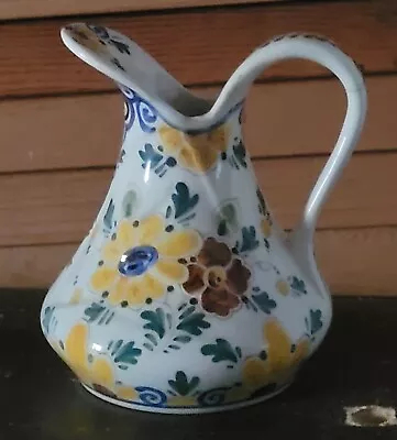 Holland Delft Polychrome Ceramic Made By Regina Pitcher/Vase/Creamer Floral • $35