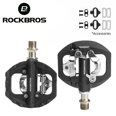 ROCKBROS Bicycle Half Lock Pedals SPD Cycle Road Bike Pedals Cleats Fit Shimano • $49.99