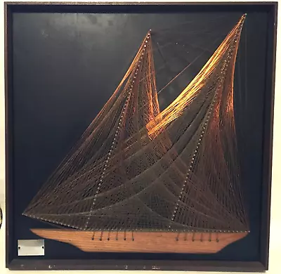 Bob Kramer Original Wire Art Sailing Ship  The Schooner  Framed Vintage 25 X25  • $49.99