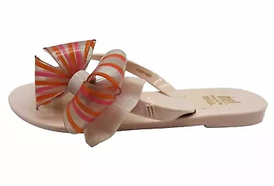Mel Dreamed By Melissa Jelly Sandals Bow Flip Flop Girls Pale Gold Sz 12 Shoes • $16.88