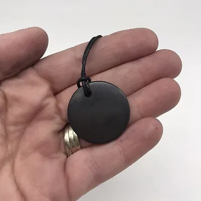 Shungite Polished Pendant - EMF Radiation Protection (SMALL CIRCLE) • $16