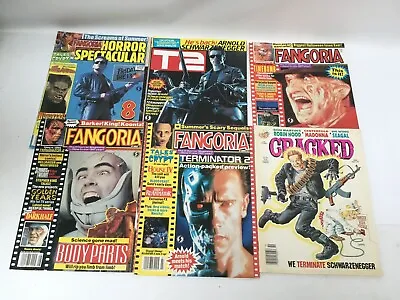 6 Fangoria Magazines Cracked T2 Arnold Schwarzenegger 1991 Lot • $45