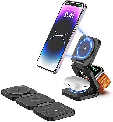 KUXIU X55 3-In-1 Foldable Magnetic Wireless IPhone IWatch Airpods Charger &Stand • $75.95