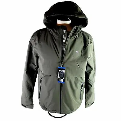 Large Tommy Hilfiger Olive Green Hooded Mens Performance Jacket BRAND NEW W Tags • $44.90