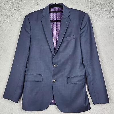 TED BAKER Suit Jacket Mens 40 Regular Blue 100% Wool Blazer Career Wedding • $40