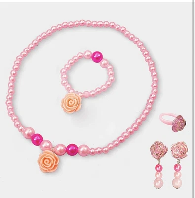 $9.99 • Buy Birthday Flower Gift Necklace Bracelet Set Chunky Jewelry Girls Little Kids