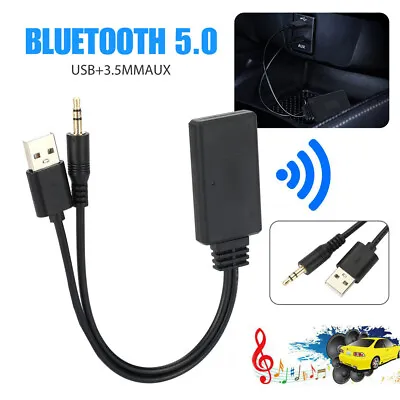 1Pc Car Wireless Bluetooth 5.0 Receiver Adapter USB 3.5mm Jack Audio AUX Speaker • $19.10