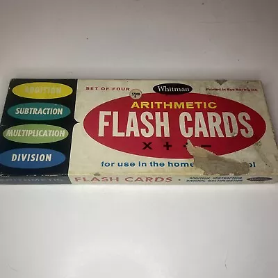 1963 Vintage Arithmetic Flash Cards  - Add Subtract Divide Multiply Lot Used • $12.75