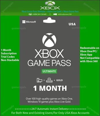 Xbox Ultimate Game Pass 1 Month Code With Live Gold Membership & EA Play US Only • $6.68