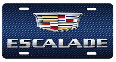 ESCALADE Inspired Art On Simulated Blue Carbon Fiber  Aluminum License Plate • $19.67