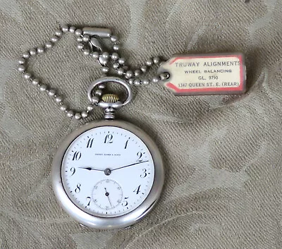 $499 • Buy 1901 Henry Birks & Son Sterling Silver Railroad Vacheron Constantin Pocket Watch
