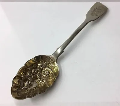 £175 • Buy Antique 1845 Chawner & Co Solid Silver Berry Spoon Gilt Bowl 18cm In Length