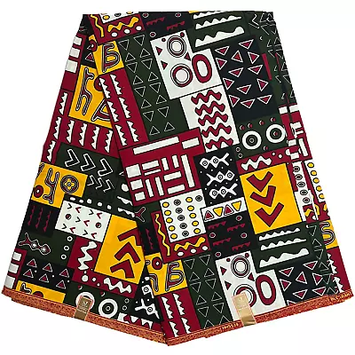 £8.98 • Buy African Fabric Print Cotton Rich Ethnic  Ankara 6Yards Material Green Red Yellow