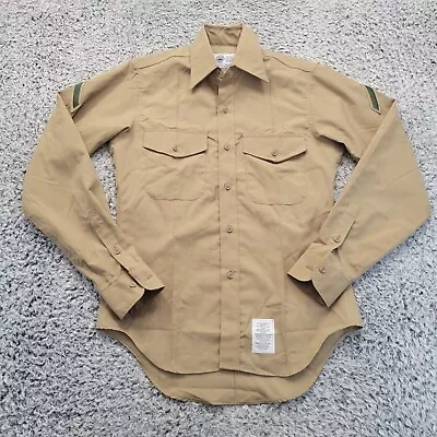 USMC Khaki Shirt Adult 15 Brown Long Sleeve US Marine Service Dress Military • $19.99