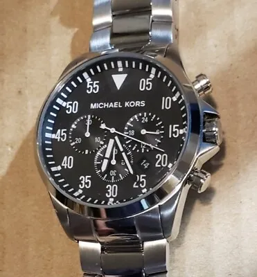 Michael Kors Gage With 45mm Black Chronograph Face & Silver Bracelet  • $95