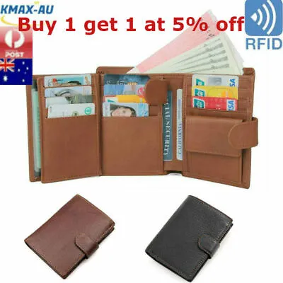 $26.99 • Buy  RFID Blocking Genuine Leather Mens Wallet Trifold Purse Coin Card Large ID