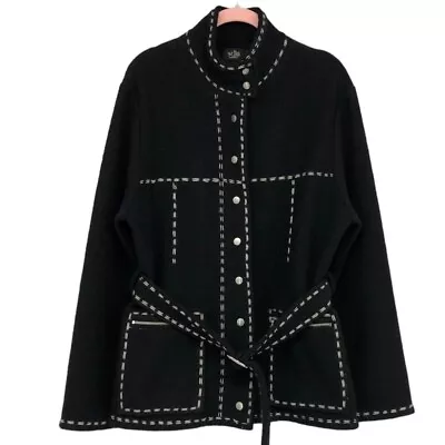 Miss Sweaters Black Wool Contrast Stitch Jacket • $38