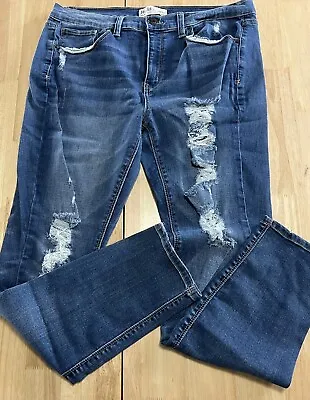 MUDD Women’s FLX Stretch Ripped Distressed Low Rise Jeans Junior Size 17 Plus Si • $8.99