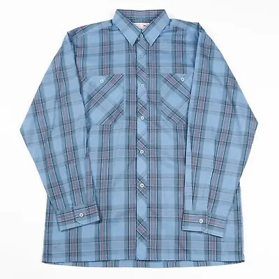 70s Vintage Big Collar Check Shirt | Men's M | Retro Dagger Plaid Seventies • £12.50