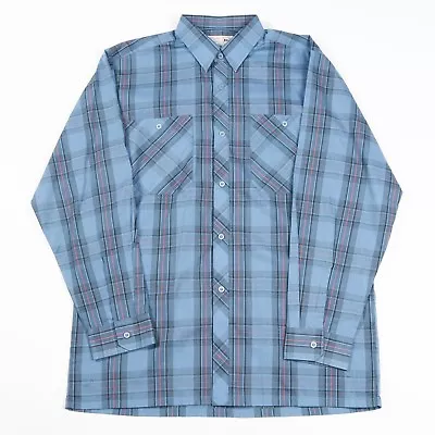 70s Vintage Big Collar Check Shirt | Men's M | Retro Dagger Plaid Seventies • £12.50