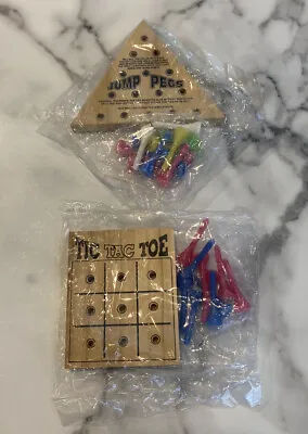 Wooden Triangle Golf Peg Jumping Game & TIC TAC TOE Game Set VINTAGE Sealed NOS • $17.95