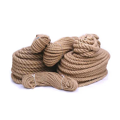 £79.99 • Buy 100% Natural Pure Jute Hessian Rope Cord Twisted Garden Decking 6mm- 40 Mm Thick