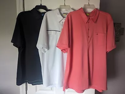 J Lindeberg Golf PoloLOT Of 3 !!!  Men's PINK/Black/White Regular Fit 2XL • $62.13