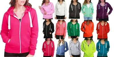 £13.99 • Buy Ladies Girls Zip Up Sweatshirt Fleece Jacket Hooded Top Coat Jacket UK 10 To 28