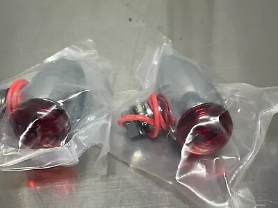 For Harley & Custom Choppers Chrome Mini Bullet Red Turn Signals  Lights • $9.99