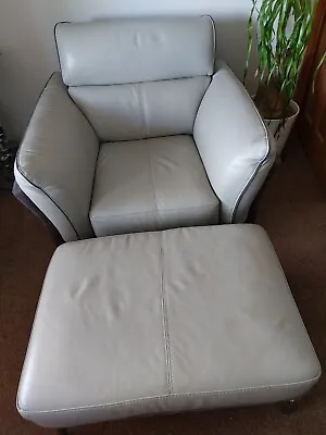 £150 • Buy DFS Valdez 2 X Leather Arm Chairs 1 Foot Stool