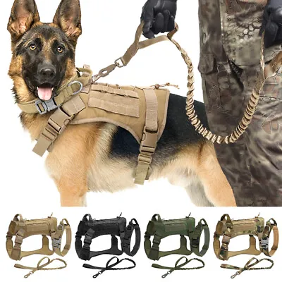 Military Tactical Dog Harness & Collar & Lead Training Vest German Shepherd M-XL • $52.79