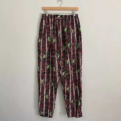 Gecko Hawaii Parachute Pants Vintage 80s 90s Mens Size XL Black Red Green • $34.95