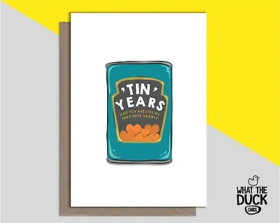 £4.25 • Buy Funny & Cute Handmade Greetings Card For 10th Ten Year Tin Wedding Anniversary 