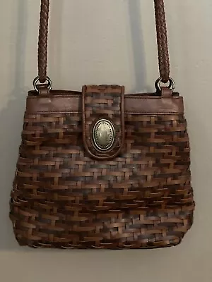 Bags By Marlo 80s Vintage Brown Woven Handbag Braided Straps • $30