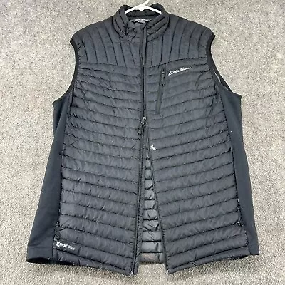 Eddie Bauer Vest Mens Large Tall Black Puffer Goose Down Stormdown 800 Packable • $19.95