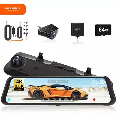 WOLFBOX Dash Cam 4K+2.5K Front And Rear Mirror Dash Camera Parking Monitor Cam • $329.99