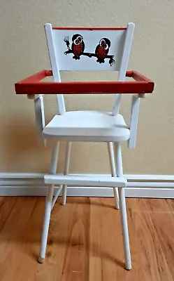 Rare Vintage Wooden Doll High Chair 27  With Pullover Tray MCM Owls Mid Century • $39.99