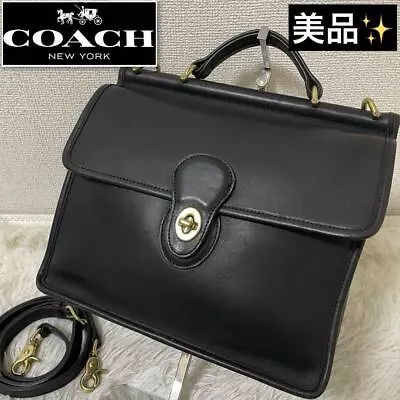 Vintage COACH 9927 WILLIS Black Leather 2 Way Shoulder Bag USA Very Good Cond • $223.20