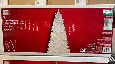 Home Accents 7 Ft Snowy Tinsel Spruce Christmas Tree 300 White LED Mini Lights • $95.99