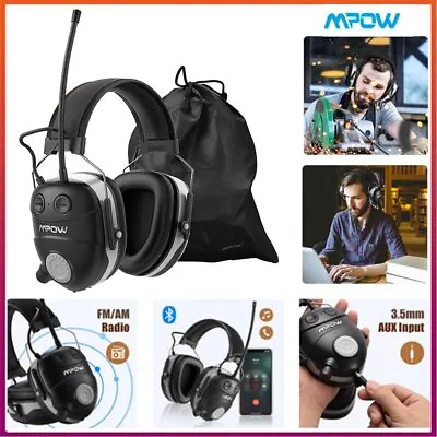 Mpow Bluetooth Ear Defenders W/ Radio AM/FM Digital Safety Ear Protector Muffs • £40.84