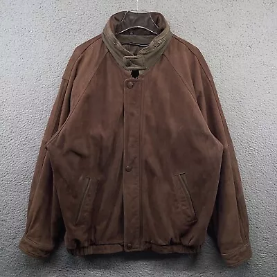 Vintage Members Only Genuine Leather Jacket Mens XL Brown Bomber Moto Full Zip • $24.99