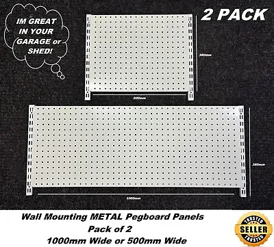 2 PACK Metal Pegboard Tool Organiser Garage Wall-Mount Rack Panel Hang Storage • £24.99